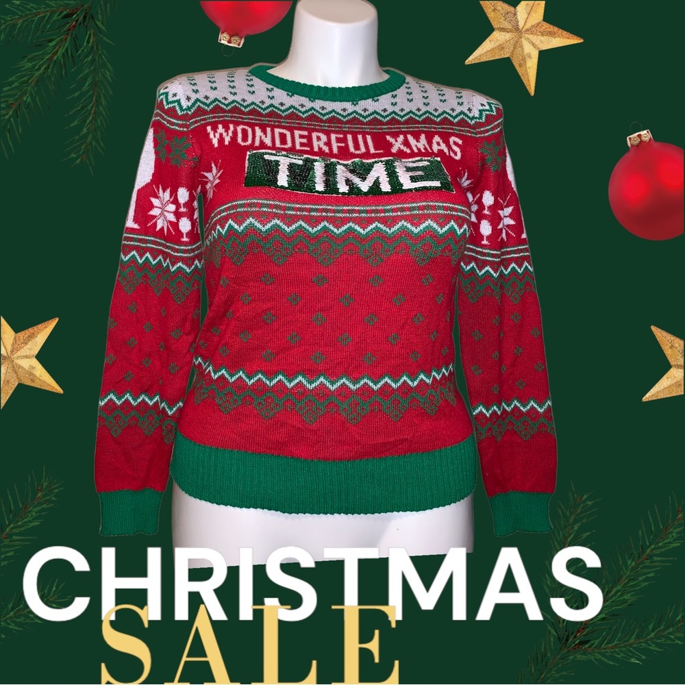 Well Worn Holiday Sweater Christmas Theme, Size XS